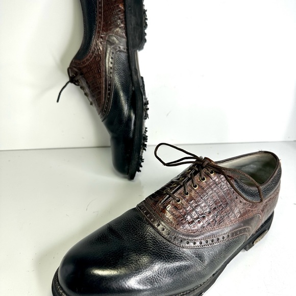 Footjoy Classics Tour 54673A pebbled leather and Croc Embossed Golf shoes 11D - Picture 9 of 15